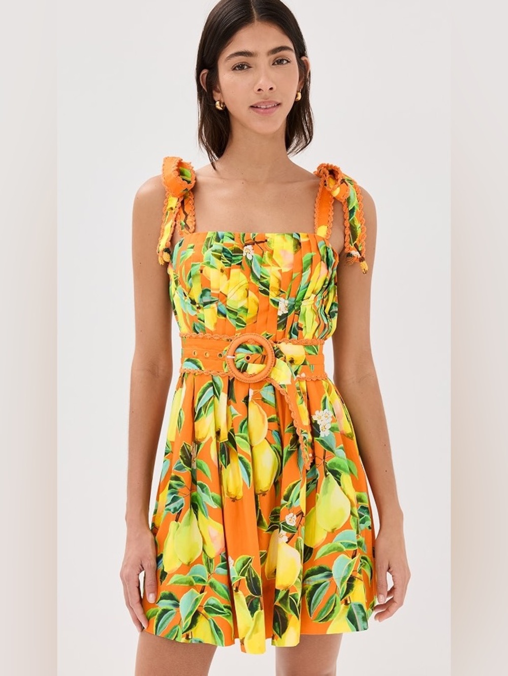FarmRio Orange chic pears mini dress